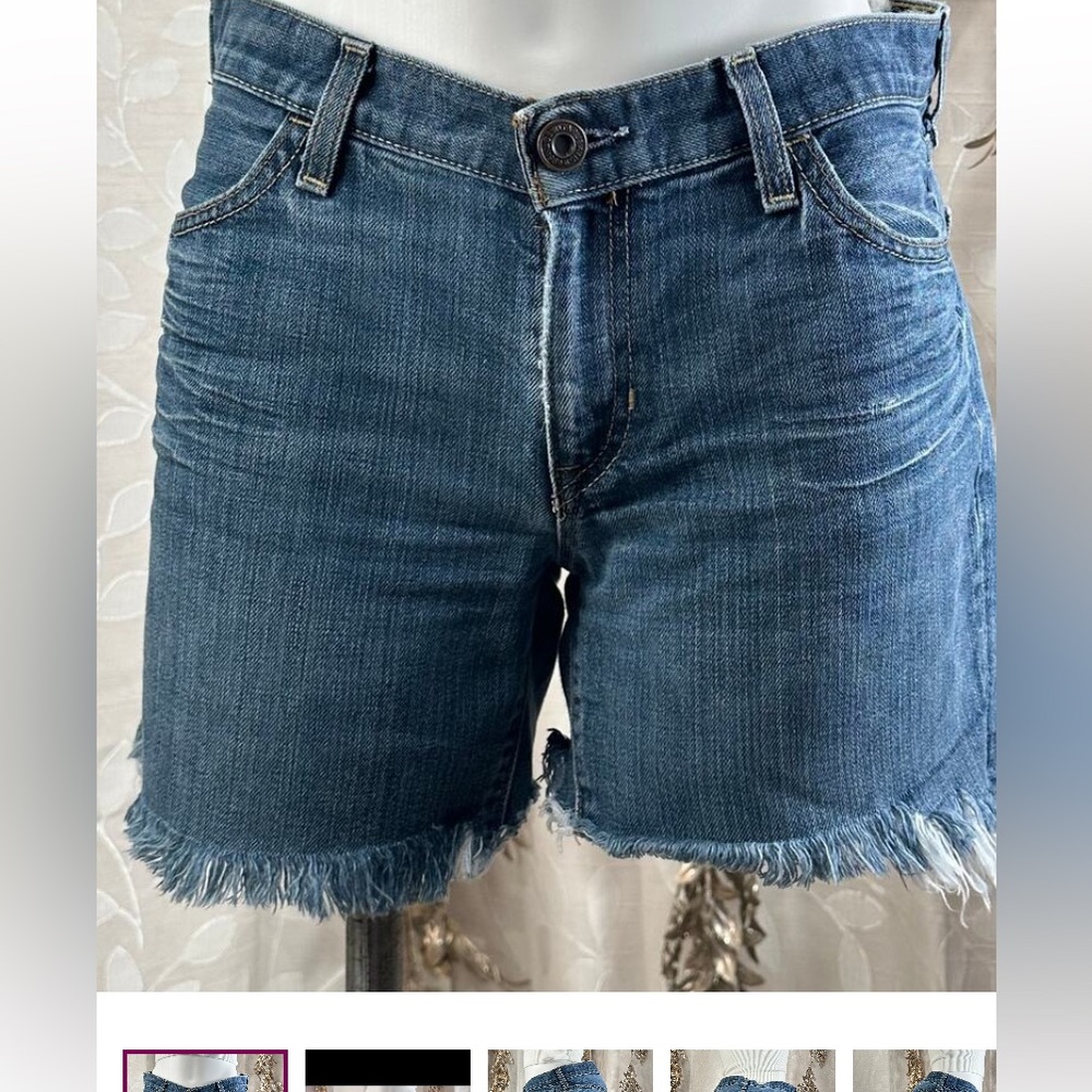 GAP Long & Lean Denim Cutoff Shorts Size 6 Frayed Hem Mid Rise Blue Jean Shorts